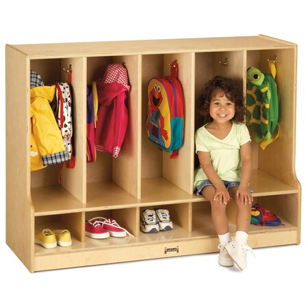Jonti-Craft Toddler 5 Section Coat Locker with Step, without Cubbie-Trays 6684JC